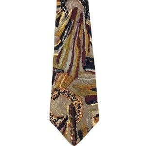 Pierre Cardin Men's Tie 100% Silk Colorful Abstract Rustic Elegant Necktie 57"